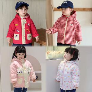 卡通汽车儿童棉服冬装外套女童棉服外穿宝宝加厚保暖棉袄男童棉服