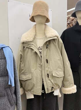 boran.休闲羊羔毛羽绒内胆派克服
