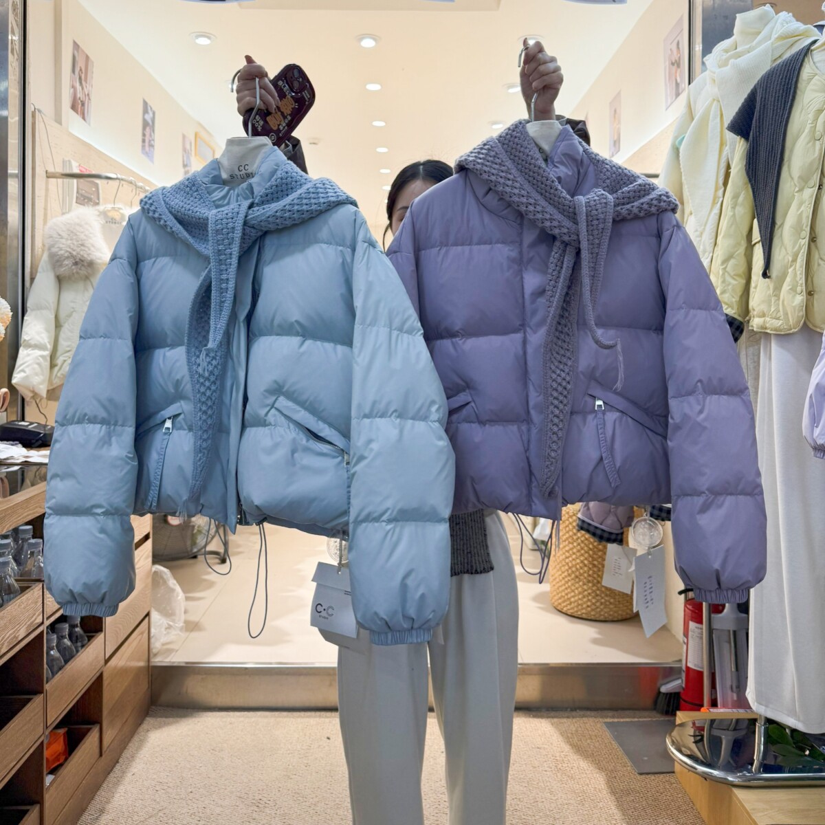针织帽短款多色羽绒服短款外套
