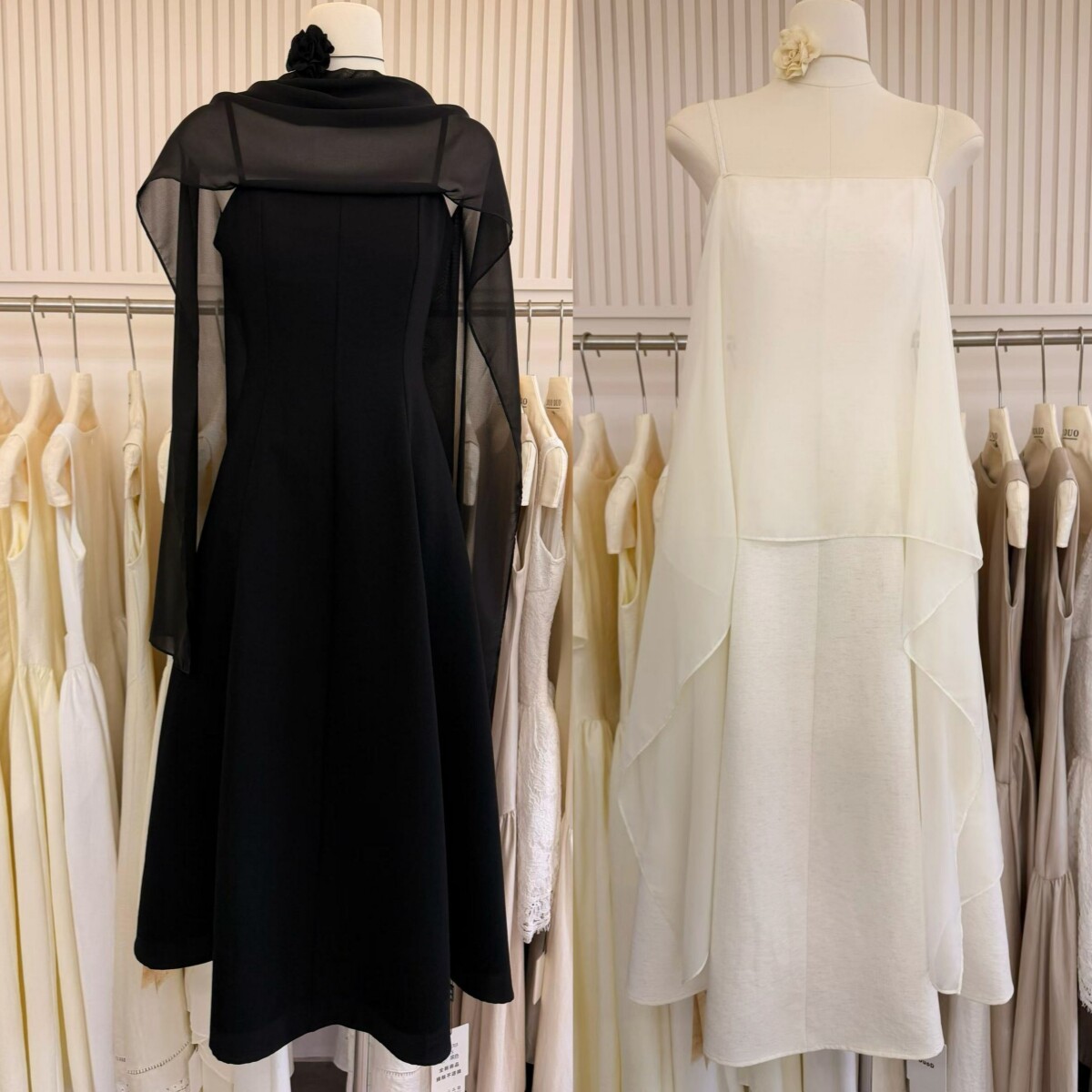 DuoD高级感抹胸收腰吊带连衣裙女2026夏小香工艺拼接网纱披肩长裙