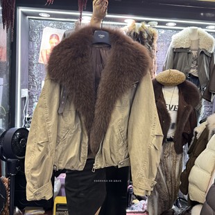 十三行高品质超大狐狸毛羽绒内胆宽松百搭洋气派克服时髦上衣外套