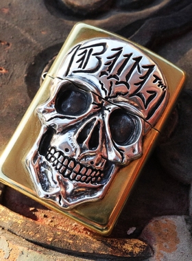 骷髅贴章打火机铁头的店银