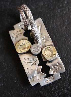 高山隆刀片银吊坠手工制