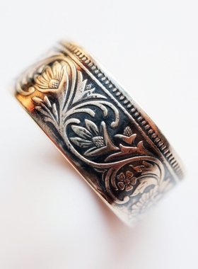 银币改造戒指铁头的店复古情侣