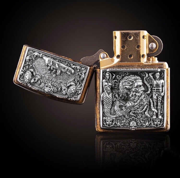 欧洲小众独立品牌纯银贴章zippo 铁头的店沛纳海主题银饰火机