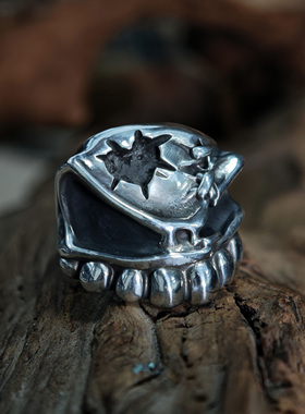 铁头的店925银美式重工朋克指环