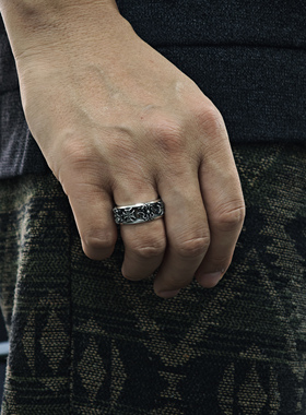 铁头的店 Deal Design 925银 复古镂空藤蔓十字架戒指