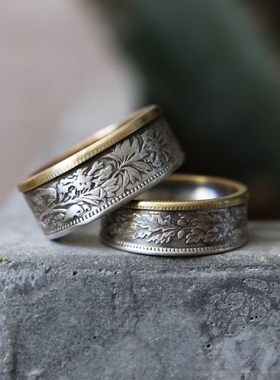 银币铁头包边瑞士守护女神戒指