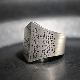 铁头的店原创设计925银复古拉丝指环 约翰列侬 imagine 歌词戒指