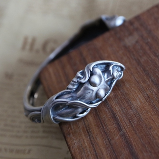 铁头的店 Mad Graffi 磨砂雾化做旧纯银款 艺术女神手镯 个性手环