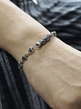 铁头的店 Deal Design 925银 立体百合纹拼接 磁吸款 锆石手链