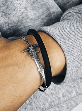 铁头的店 925银 复古朋克 魔兽世界 霜之哀伤之剑 DIY手链