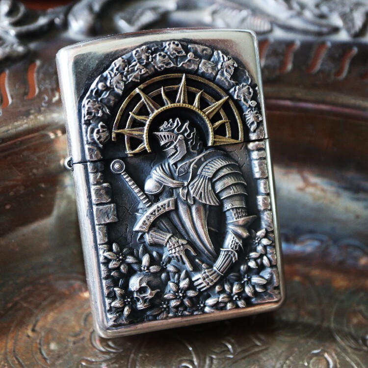 欧洲小众独立品牌纯银贴章zippo 铁头的店 屠龙骑士