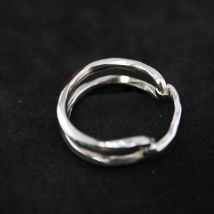 铁头的店 Werkstatt Munchen 双环锤纹戒指 925银 男女素圈戒指