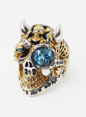 鎏金大骷髅戒指纯银特别高端定制