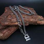 店 Werkstatt Munchen暗黑风 铁头 925银 粗链条大锁头项链