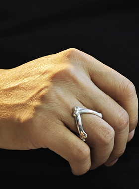 男女纯银戒指宫下贵裕风双色骨头