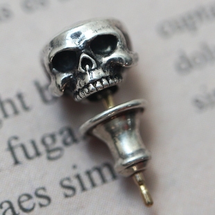 18K金耳针纯银耳环 davis骷髅宝石镶嵌耳钉 耳坠 店justin 铁头