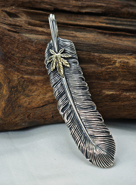 百搭潮流羽毛吊坠925银