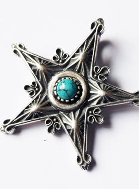 吊坠铁头的店五角星纯银情侣松石