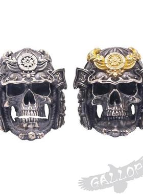 戒指纯银大号厚重写实骷髅武士