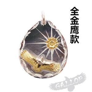 铁头的店 全手工菊地健簪刻唐草饼 鹰饼吊坠 唐草鹰银饼