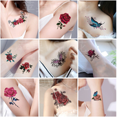 一次性纹身贴防水女持久胸前仿真性感蝴蝶脚踝网红锁骨玫瑰花遮疤