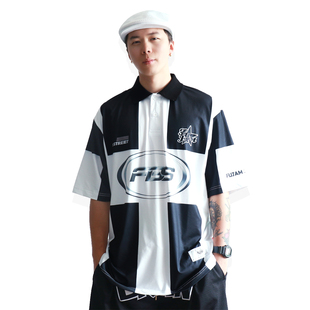 FBS X FUJAM联名款夏季嘻哈街舞hiphop速干条纹polo衫宽松短袖T恤