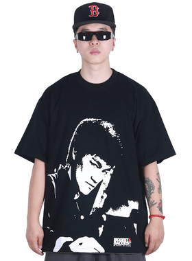 FBS X BIGGEST BADDEST致敬李小龙联名款街舞小领口宽松短袖T恤