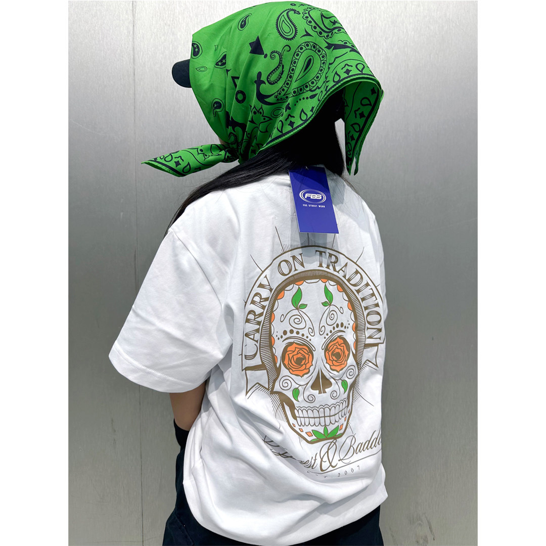 FBS X B&B经典款玫瑰骷髅少儿街舞HIPHOP嘻哈BBOY宽松短袖演出服