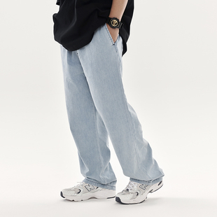 FBSXFujam弹力宽松美式休闲嘻哈BBOY滑板街舞HIPHOP直筒牛仔长裤