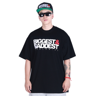 BADDEST联名经典 BIGGEST 款 嘻哈街舞美式 T恤 FBS 小领口宽松短袖