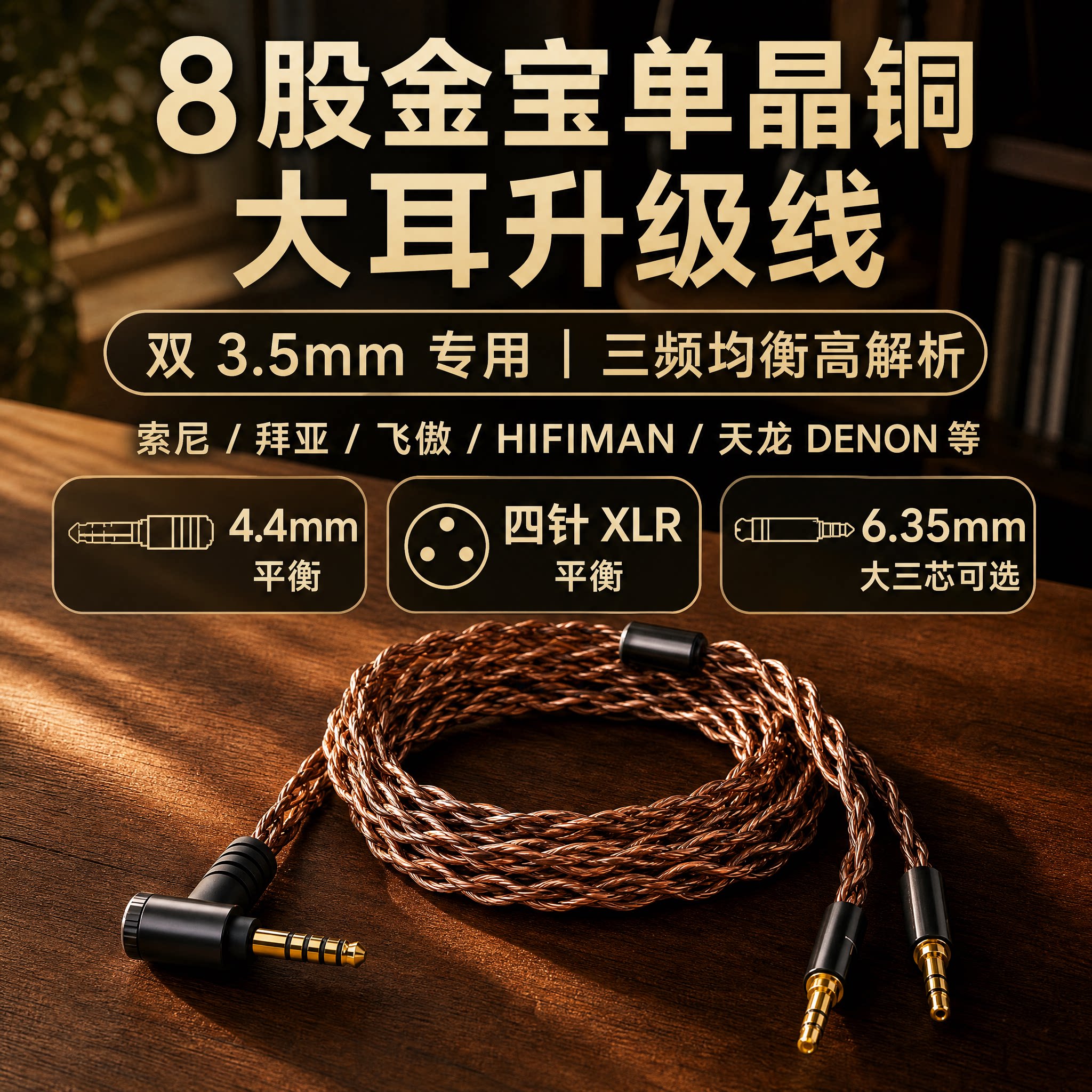 4.4平衡线HE1000SE HE1000 V2 ARYA HE6SE HE600 SUNDARA 耳机线图片