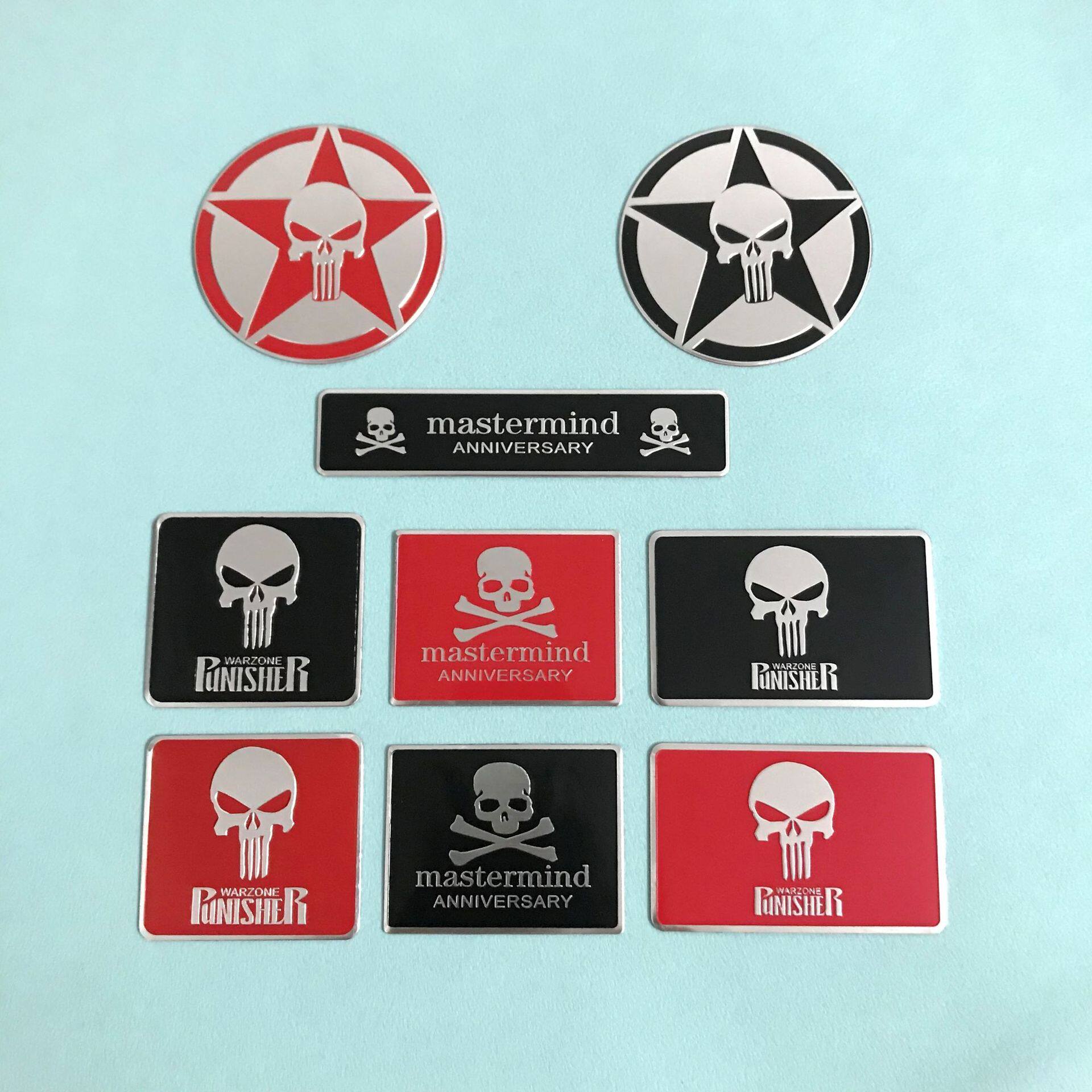 汽车个性装饰贴惩罚者骷髅头金属车贴摩托车改装车身铭牌贴铝标贴