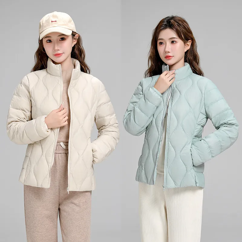 小个子女生加大码小款薄款轻便休闲外套秋冬轻薄羽绒服女短款立领