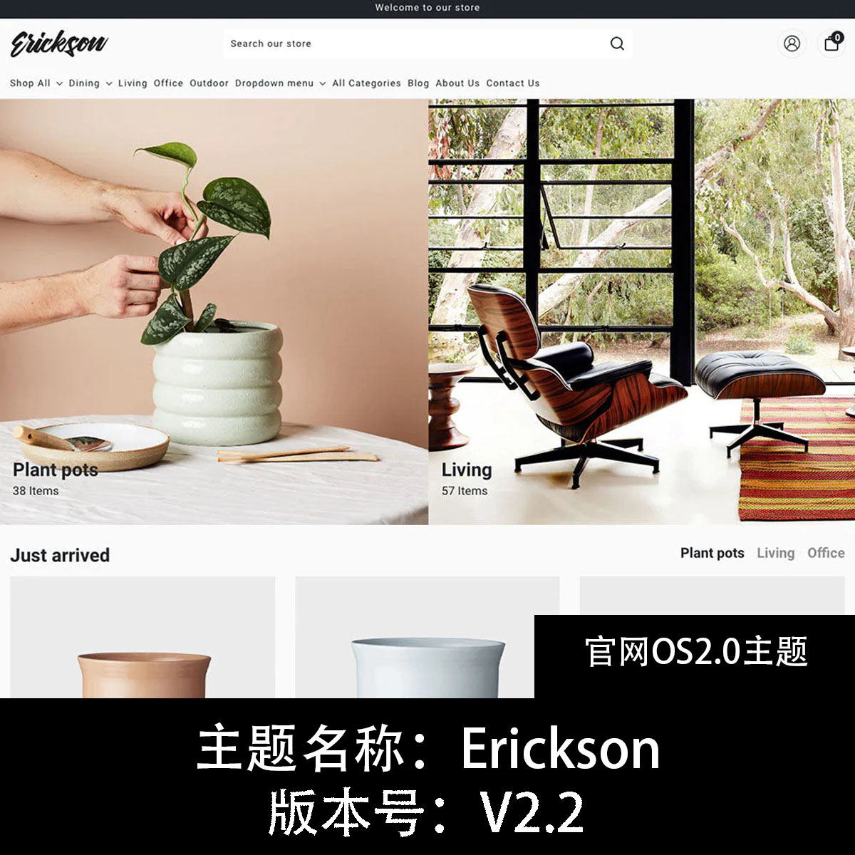 Erickson主题模板shopify官方主题模板版本号v2.2购买送大礼包