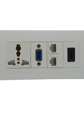 118型 中号 3孔电源 3+6型VGA 双口网络 弯头HDMI 组合面板