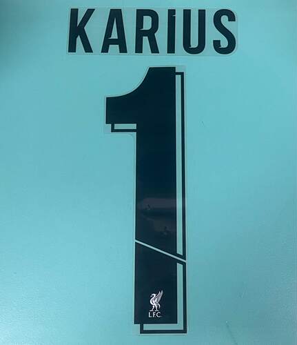 利物浦 2020-21 原裝歐冠字 門將 黑色1號 KARIUS Avery Dennison