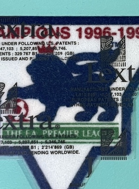 1997-98 年度 曼聯 用 英超 衛冕章 原年正品 FUSE ON LEXTRA