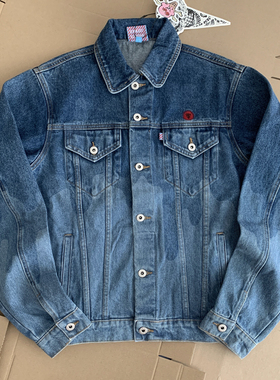 美潮BBC ICECREAM飞狗秋冬水洗做旧重磅复古牛仔夹克有型外套