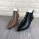 新款 短靴中跟加绒棉靴牛皮拉链靴子 撤柜真皮女靴简约百搭尖头法式