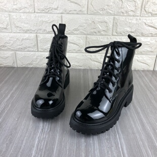 断码 处理真皮女靴厚底系带高帮加绒马丁靴百搭英伦休闲女短靴 特价