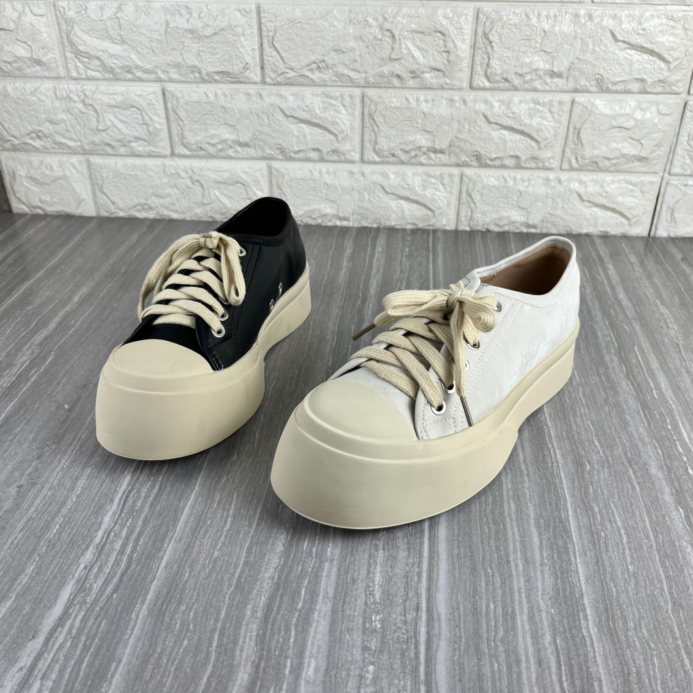 真皮女鞋厚底系带深口单鞋大头鞋