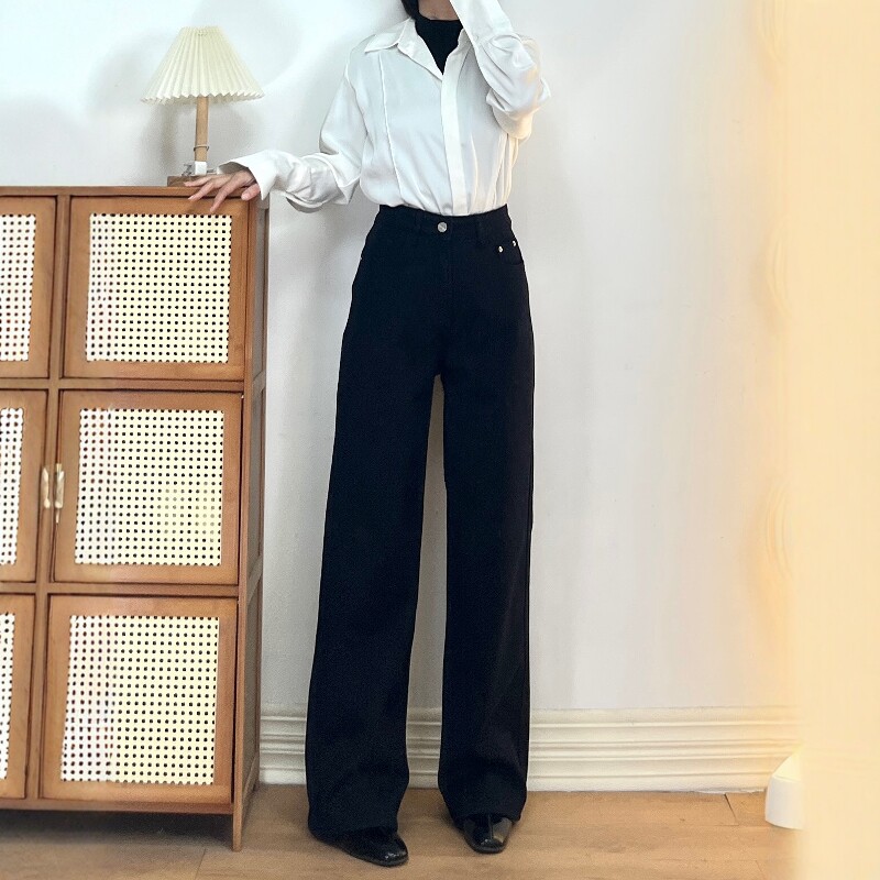 【清仓不退换】高个子加厚密密绒高腰直筒牛仔裤女显瘦保暖加长裤