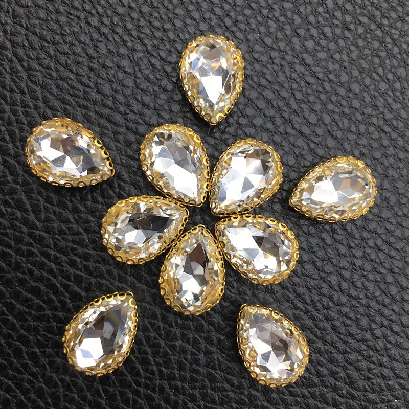 diy金色水滴异形花边鞋包爪钻