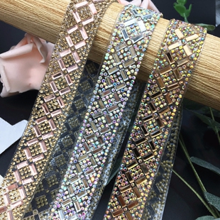 舞蹈服花式 烫钻约2cm宽贴钻腰链演出服婚纱礼服钻链玻璃胶网水钻