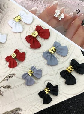 日系美甲巴洛克风饰品网红黑色蝴蝶结红色白色大小款蝴蝶指甲贴饰