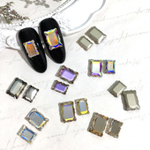 2026年新款 K9精品魔镜系列长方形平底钻美甲指甲饰品高端炫彩钻饰