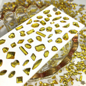 网红爆款 30颗 包邮 平底异形贴片美甲金黄色指尖饰品混装 玻璃钻2件