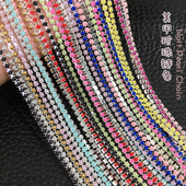 1米2.0mm彩色珍珠款 链条银底密链发饰手机壳DIY美甲装 饰材料饰品